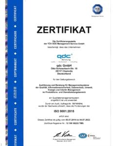 Zertifikat ISO 9001 in deutsch